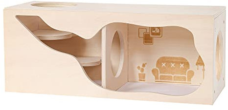 Tafit Hamster-Versteck aus Holz, kleine Tiere, Haustiere, Tunnel, Erkundungsspielzeug, geheimes Peep-Schuppen für Zwerghamster, syrische Hamster, Rennmäuse, Igel, Ratten, Mäuse (Wohnzimmer)