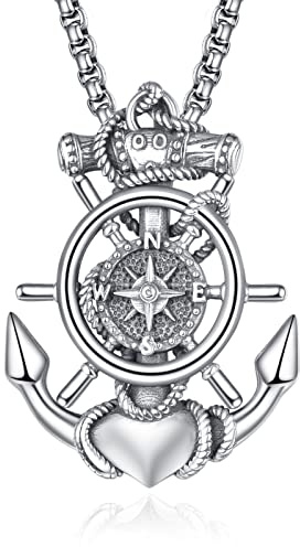 ADMETUS Anker Kette Männer 925 Sterling Silber Anker Anhänge Kettenanhänger Halskette Schmuck Geschenk für Herren Männer