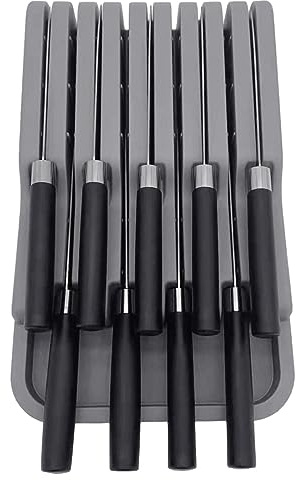 knife Kitchen Utensil Holder, ABS Material Cutlery Slot Organizer for Up to 9 Knives, Hygienic Drawer Holder