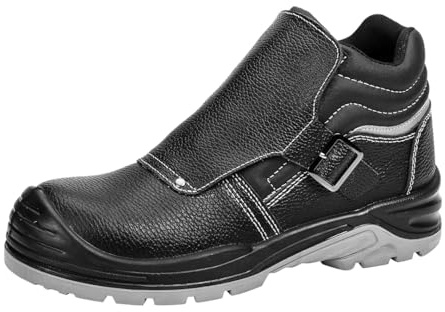 NEO TOOLS Scarpe antinfortunistiche da uomo, antiscivolo, in pelle, di sicurezza, traspiranti, leggere, da lavoro, di sicurezza, saldatore, punta in acciaio, taglia 39-47, Nero , 44 EU