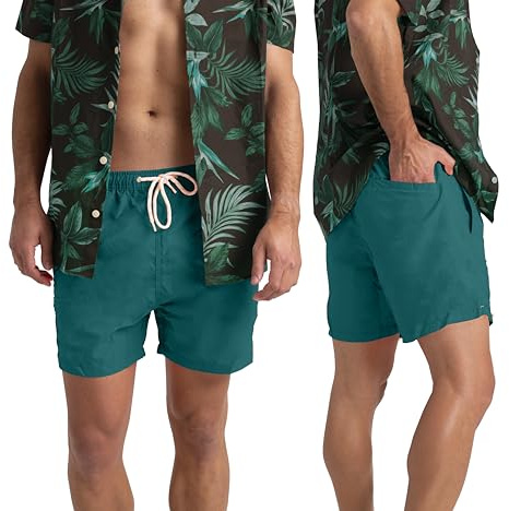 westAce Herrbadbyxor brädshorts 100 % polyester snabbtorkande varm sommar strand surfing pool väsentlig semester badkläder svart blå orange badshorts för män S-XXL, Aqua, XL
