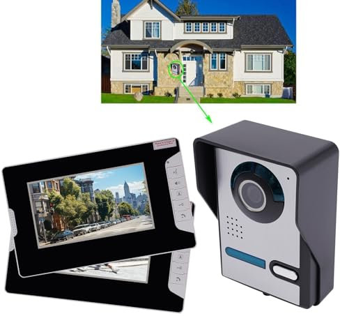 Interphone vidéo 7 2 pour maison avec moniteur, sonnette de porte, caméra, câble, sonnette, moniteur LCD, interphone, interphone, caméra extérieure, interphone vidéo à domicile, intercom