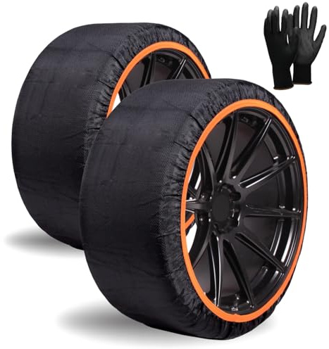 SNOWGO - Jeu de 2 Chaussettes à Neige Textile - Taille XS à XXL - Homologué 16662-1 Europe - Compatibles véhicules 4x4, Électriques, camionnettes et véhicules Utilitaires <3,5T. (M)