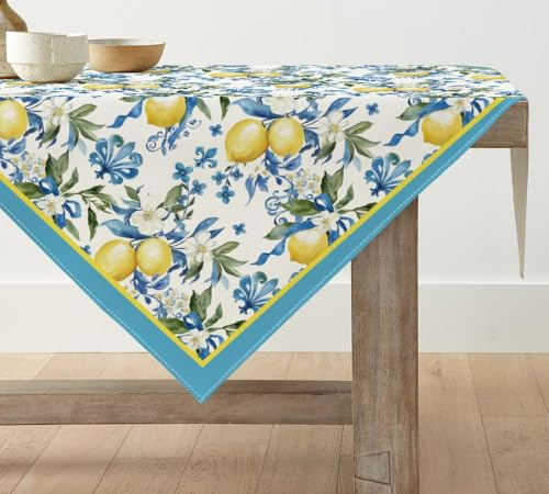 Artoid Mode Blau Zitrone Sommer Tischwäsche, Saisonnal Küche Tisch Esstisch Dekoration Drinnen Urlaub Party Dekor 85x85 cm
