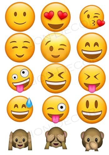 Tortenaufleger Happy Face Mix / 15 Stück 5cm Ø
