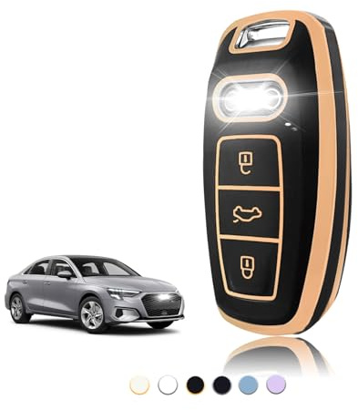 TOOMUME Schlüsselhülle TPU, Autoschlüssel Hülle Passt für Audi A3 A4 A5 A6 A7 A8 A6L A8L Q5 Q7 Q8 RS6 RS7 S3 S6 S7 SQ7 SQ8 C8 D5 E-Tron Sportback, Schlüsselcover Schutz Schlüsselgehäuse - Smart Key