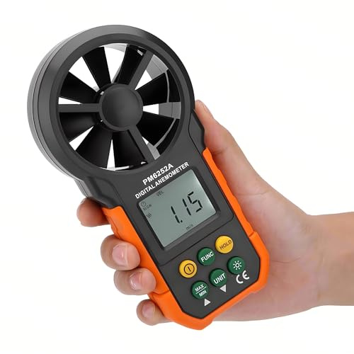 PEAKMETER PM6252A PM6252B Digital Anemometer Wind Speed Meter Air Volume Measuring Anemometer Environmental Meter Air Volume Wind Velocity Meter(PM6252A)
