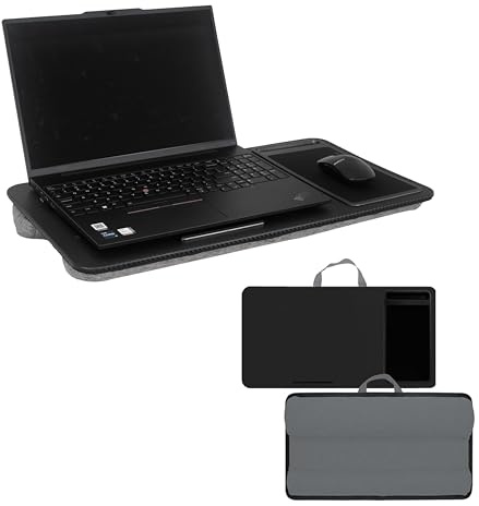 HYFIVE Vassoio per laptop con cuscino da scrivania per laptop portatile, tavolo per tablet, tappetino per mouse integrato e slot per telefono per letto, tavolo, divano, scrivania per computer