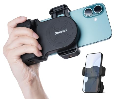 Impugnatura a scatto per fotocamera per iPhone 16/15/14/13/12/11 Plus Pro Max, con treppiede e telecomando per otturatore staccabile, maniglia per selfie per smartphone per Android Phone Vlog Video