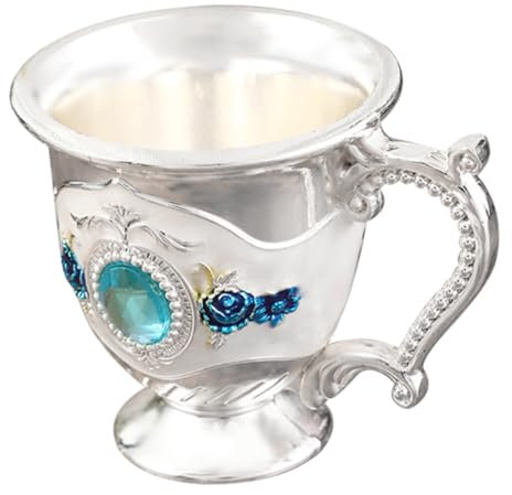 LABRIMP Gobelet En Alliage Européen Argenté-bleu Vintage, Coupe à Vin Métal Réutilisable, Incassable, Anti-usure, Fête, Bar Et Dîner, Ensemble