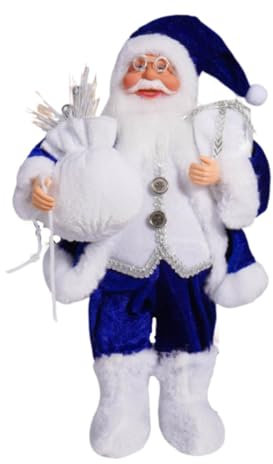 perfk Weihnachtsmann-Figur, Ornament, Neujahrsgeschenk, Weihnachtsfigur, stehend, Dekoration, Puppenzubehör für Schlafzimmer-Dekor, BLAU
