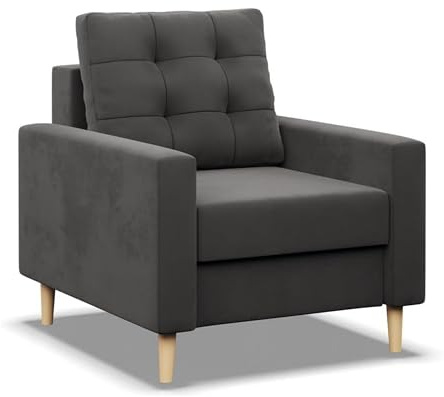 Mebligo - Sessel Wohnzimmer Blank, Sessel mit Schaumstoffpolsterung, Einfacher Relaxsessel, Fernsehsessel im Skandinavischen, Loungesessel Moderne, Sessel & Stühle - grau (Mikrofaser 27)