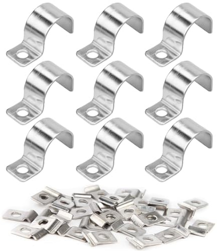 SHUOHONG 20 Stück Befestigungsschelle Metall Rohrschellen, Hochleistungs Kabelschellen, Rohrschellen Rohrbefestigung Einzelloch U-Rohrschellen, Rohrschellen Edelstahl, Rohrklemme für Kabel Ø 20 mm
