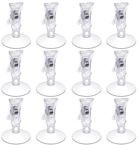 LINGJIA 12 Pezzi Ventose per Vetro, Ganci a Ventosa, Gancio Della Ventosa Adatto per Vetro della Finestra, Campeggio, Clip del Voucher di Parcheggio, Supermercato, Clip di Fissaggio della Ventosa