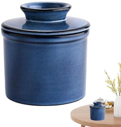 Mantequilla – Vajilla de mantequilla francesa, vasija decorativa para mantequilla de cerámica, vasija de mantequilla con tapa, recipiente hermético al agua, recipiente de mantequilla de cerámica para