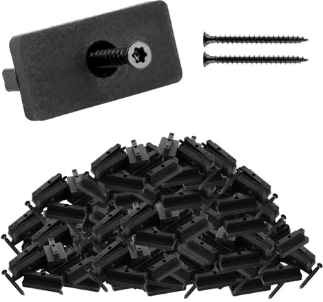 DAJAVE 200 Stück WPC Clips 6/7MM Versteckte Befestigung Abstandshalter Clip aus Kunststoff WPC Terrassendielen, Versteckte Befestigung mit T-Clip mit Schrauben (7MM)