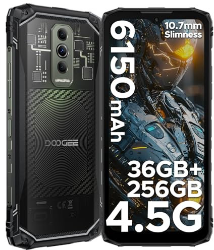 DOOGEE Blade 10 Ultra Energy Rugged Smartphone, 36GB+256GB, 64MP Camera, Android 15, 10.7mm Ultra-thin, 3 Card Slots, 4G Dual SIM/IP68/IP69K Rugged Phone, 6.56 HD+ 90Hz, 6150mAh, NFC/GPS/Face ID