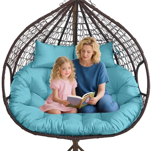DLLDLGG Ersatzkissen für Hängesessel mit Hoher Rückenlehne, Dickes Schaukelkissen für Drinnen und Draußen, Terrasse und Garten(Peacock Blue,Waterproof_67*47IN)