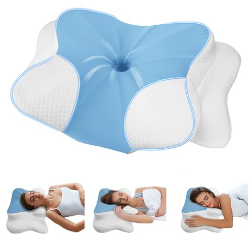 BESTISAN Nackenkissen, ergonomisches Seitenschläferkissen aus Memory-Schaum für Seiten-, Rücken- und Bauchschläfer mit abnehmbarem Bezug