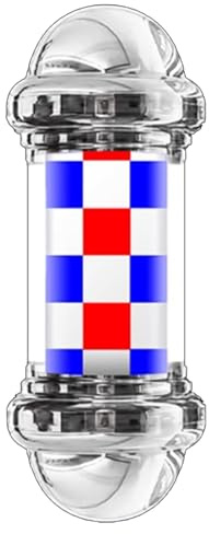 Barber Pole Retro LED Barber Pole, Poste De Barbero Luminoso De Exteriores, Luz Giratoria De Peluquería, Poste Barbero, Peluquería Light, Poste De Peluquería Tradicional E,50cm