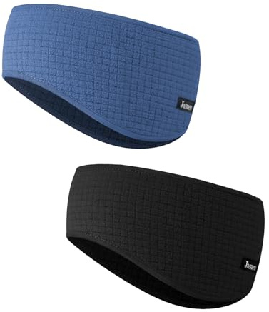 Sport Ohrenwärmer Stirnband für Damen und Herren - Winter Anti Rutsch Elastisch Ohrenschutz Kopfband für Joggen Laufen Wandern Radfahren und Skifahren - 2er Set (schwarz + blau)
