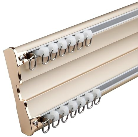 Binario per tende in alluminio a 2 corsie per tende da soffitto con rulli silenziosi 2,2 m d asta per tende per finestre e divisori