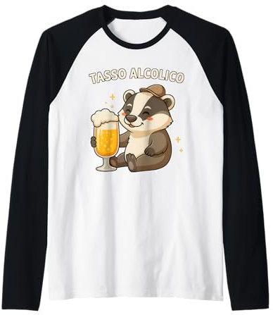 Magliette alcoliche - Tasso alcolico - T Shirt Divertenti Maglia con Maniche Raglan