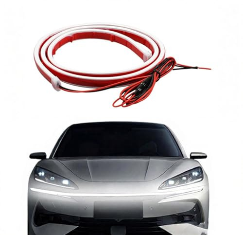 Auto Luci Diurne per VW T-Cross T-ROC Tacqua Taigo nTaigun,Striscia Luminosa Scan Start Cofano Luce Marcia Diurna a LED Automobile Luce Decorativa Luminosa,white-150cm