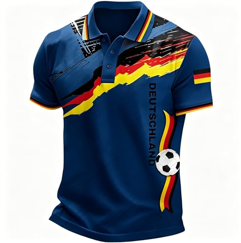 Deutschland Shirt Herren Wm Deutschland Trikot 2026 Poloshirts Für Herren Herrenhemd mit Deutschem Flaggenprint,Geeignet Für Alltag,Festivals Und Wettkämpfe Hemd Sportshirt Trainingsshirt