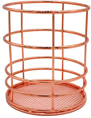 Xiaoyu Metall Bleistifthalter Bürobedarf Schreibtisch-Organizer Make-up Pinselhalter, Roségold, rund
