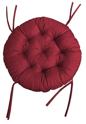 chilly pilley Coussin Rond Impermeable pour Papasan Fauteuil en Rougein Coussin De Fauteuil Jardin Coussin De Siège Matelassé avec Boucles (120cm, Rouge Foncé)