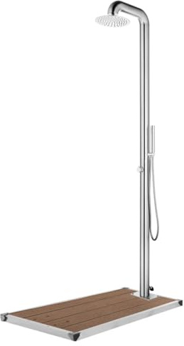 vidaXL Gartendusche mit Brauner Bodenplatte 230 cm Edelstahl
