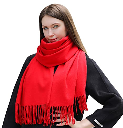 MASADA Bufanda de invierno para mujer cálida y suave XXL 200 x 70 cm - Rojo