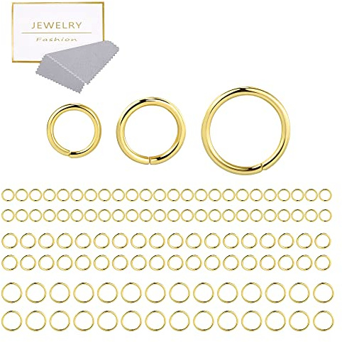 60 Stück Gold Offen Biegeringe 4/5/6/7/8/10mm Schmuckherstellung Ringe Set | Offen Biegeringe Kleine Sprung Ringe Armbänder Halskette Ketten Verbindungsringe Schmuckherstellung Set Zubehör Accessoires