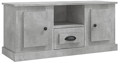 vidaXL TV Cabinet, TV Stand Media Unit Hifi Cabinet Sideboard Cupboard, Entertainment Centre with Drawer, Modern Style, Concrete Grey Engineered Wood
