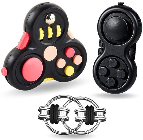 Steemjoey 3PCS Anti-Stress Würfel Spielzeug Fidget Toys Set, Fidget Pad Controller Flippy Chain Game, Geschenk lindert Stress und Angstspielzeug für ADD ADHS Autismus Kinder und Erwachsene (Schwarz)