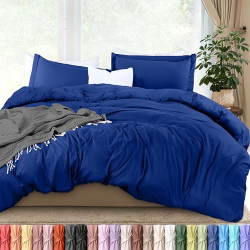 Utopia Bedding Duvet Cover Queen Size - 3 Piece with Zipper Closure - 1 Comforter Cover 90X90 Inches & 2 Pillow Shams 20X26 Inches (Royal Blue) Comforter Not Included