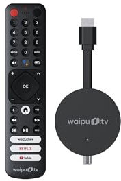 waipu.tv HYBRID Stick | Inkl. Fernbedienung mit Schnellwahltasten (mit TV-Steuerungstasten) | Fernsehen über WLAN, DVB-T2 und DVB-C | HDMI | 4K | HDR