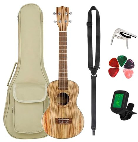 21 Zoll Zebra Holz Ukulele 4 Saiten Ukulele Gitarre Mit Tasche Stimmgerät Saiten Kapodaster Gitarrenteile Ukulele für Anfänger