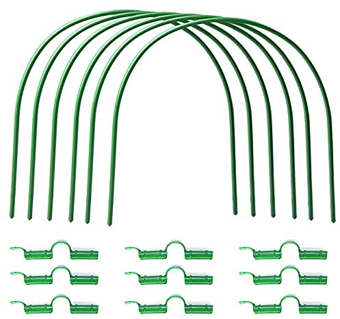 Garden Hoops Grow Tunnel, 6 Sets of Greenhouse Hoops for Raised Beds, 12 Membrane Buckle, Rustfree Support Hoops Frame for Netting, DIY Plant Support Garden Stakes (6pcs)