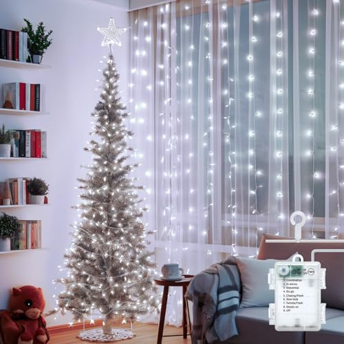 Aigostar Cortina Luces Navidad, 2M*2M, 8 Modos Cadena de Luces, 200 LED, Temporizador, Decoracion Arbol Navidad Resistente al Agua, para Exterior y Interior, 6500K