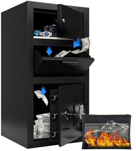 Drop Safe for Business Money Safes with Drop Slot 4.0 CUB Cash Depository Safes Box with Additional Locking Safe Anti-Fishing and Digital Combination for Home Office Hotel Restaurant Liquor Store