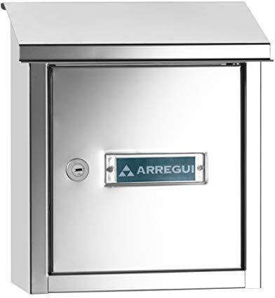 ARREGUI V4097 Boîte aux lettres en acier inoxydable pour porte, mur et portail, Boîte aux lettres intérieure avec fente de 23 x 4 cm, Taille S (Courrier A5), Anticorrosion, Installation facile, Inox