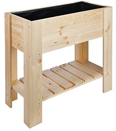 Massivholz Hochbeet - Holz Pflanzkasten mit Ablage - Garten Pflanzbeet Gemüse Beet Kräuterbeet