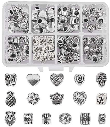 NBEADS 96 Stück 16 Stile Tibetischen Antik Silber Spacer Perlen große Loch Ketten perlen Legierung gemischte europäische Perlen für Armband Charms Schmuckherstellung
