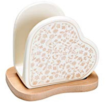 BRANDANI Serviettenhalter Herz aus Porzellan Kollektion Campo AI Fiori Art. 53831 cm. 11 x 6 x 9 H.