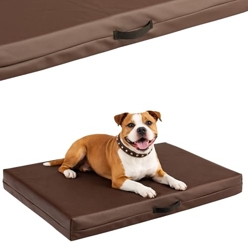 COOL PET Orthopädische Hundematratze, 120 × 80 × 10 cm – VISCO-Schaumstoff (Memory-Schaum), strapazierfähiger Bezug aus hochwertigem Kunstleder mit wasserabweisendem PVC-Anstrich, Made in EU, Braun