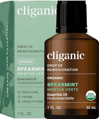 Cliganic Organic Spearmint Essential Oil, 1oz - 100% Pure Natural Undiluted, for Aromatherapy | Non-GMO
