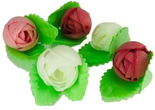 Esspapierblüten mit Blätter sortiert 40mm 60 Stck