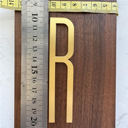 Lettere inglesi autoadesive in ottone massiccio da 9,9 cm, per decorazione da parete, numeri civici in metallo, numeri delle cassette postali, indirizzo, targhe, numeri hardware (Lettera R)